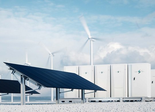 solar PV and energy storage system with wind turbines in renewable power application